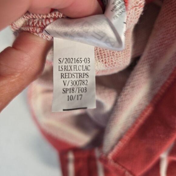 Old Navy Lace Up Striped Sweatshirt Top Shirt Women's size M Red Cream Tie - Picture 9 of 9